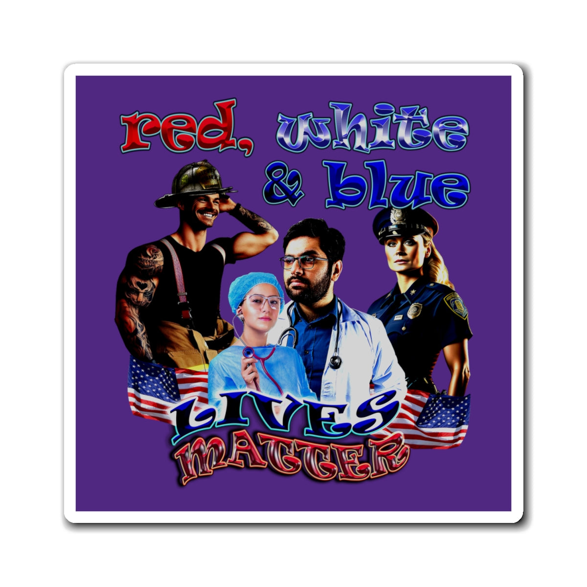 rw&b lives matter - Magnets - (purple)