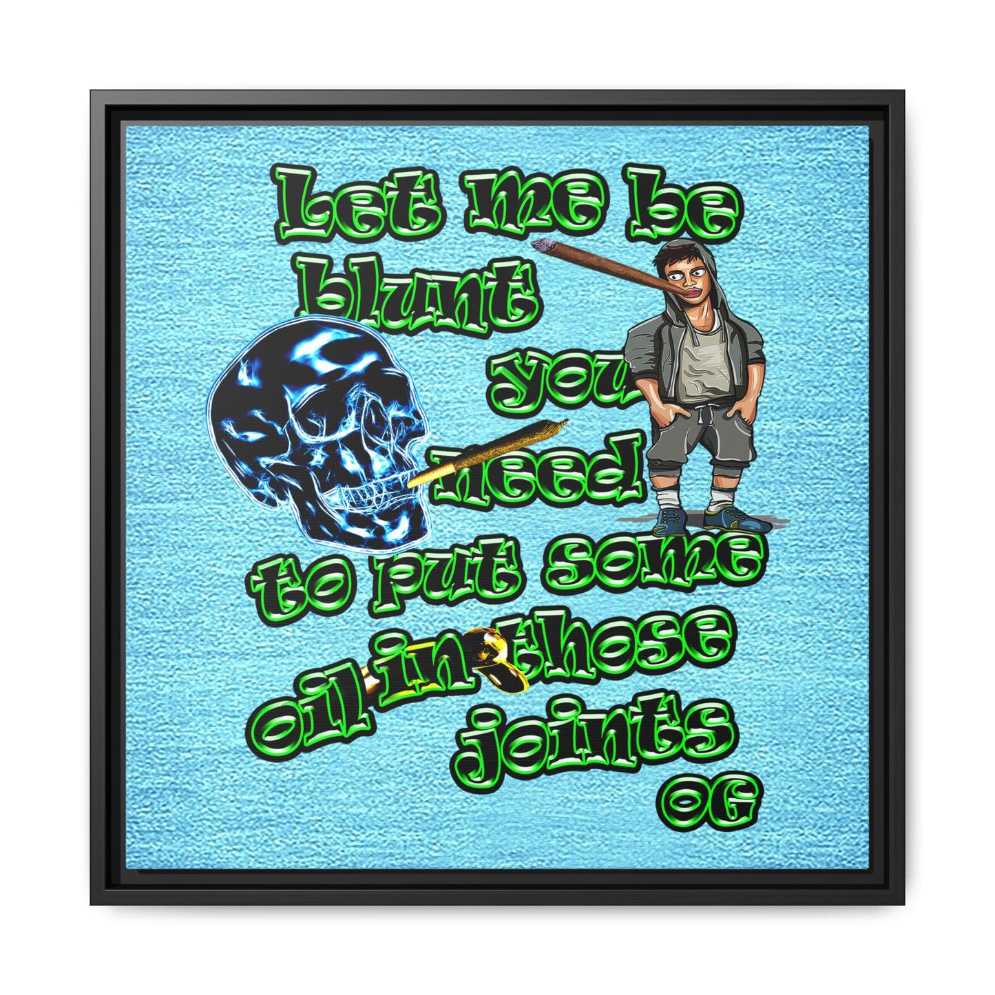 og - framed canvas art (faded blue)