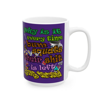 the bum's shit - White Mug (purple)