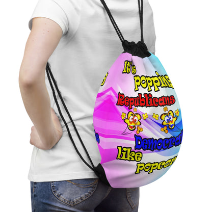 popping like popcorn - Drawstring Bag (light blue-pink wave)
