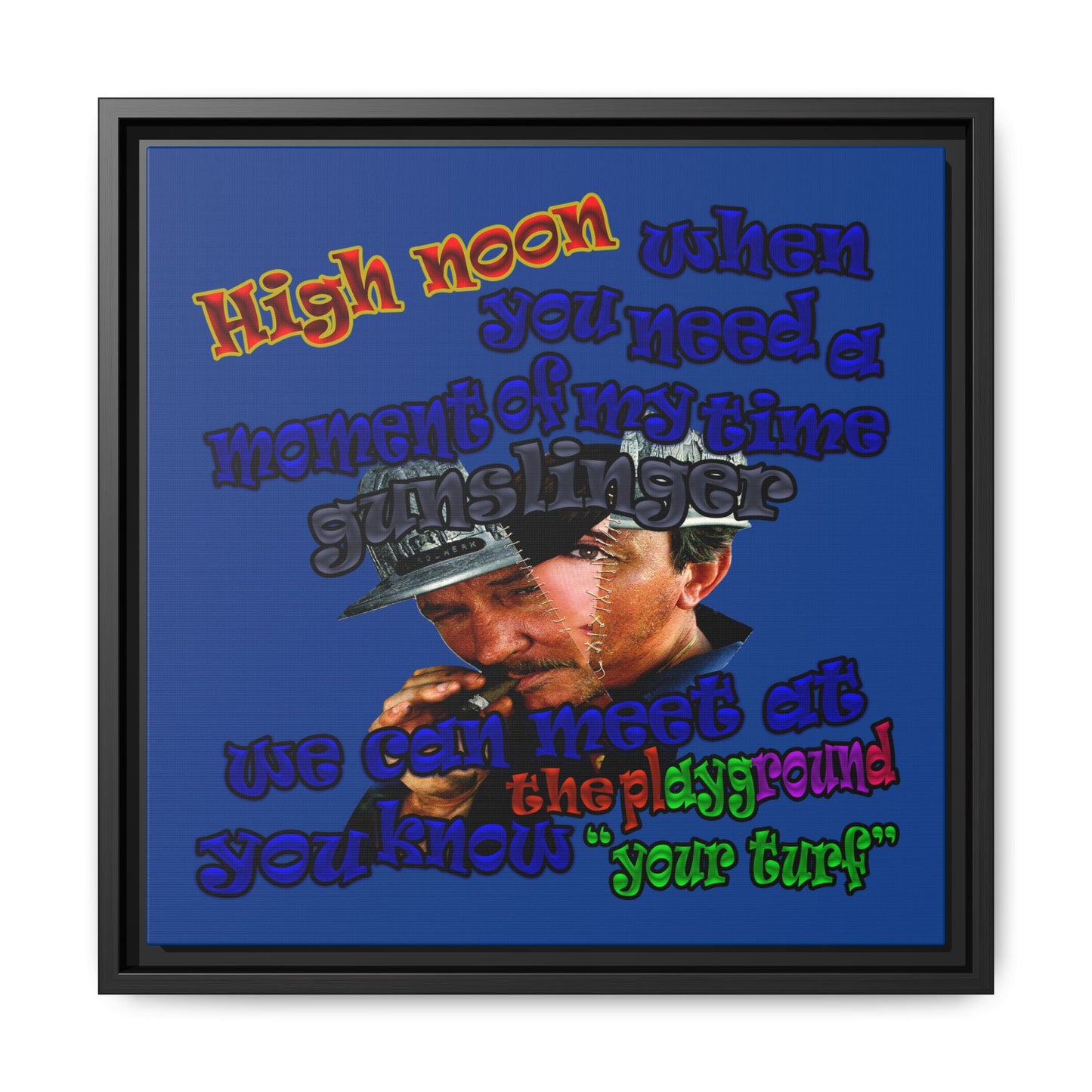 high noon - framed canvas art (dark blue)