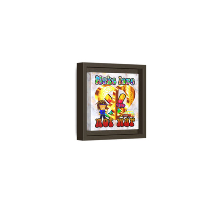 love peace - framed canvas art (white marble)
