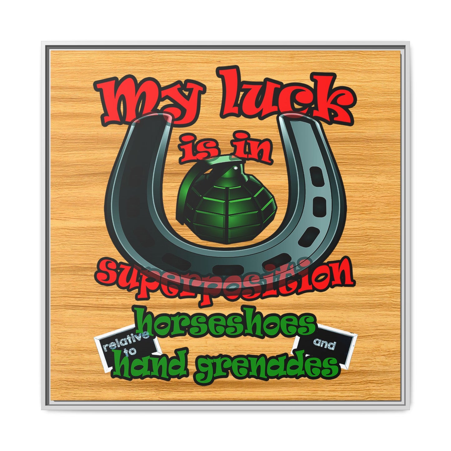 my luck - framed canvas art (butterscotch wood finish)