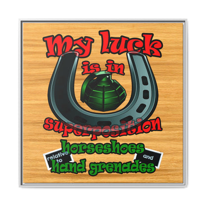 my luck - framed canvas art (butterscotch wood finish)