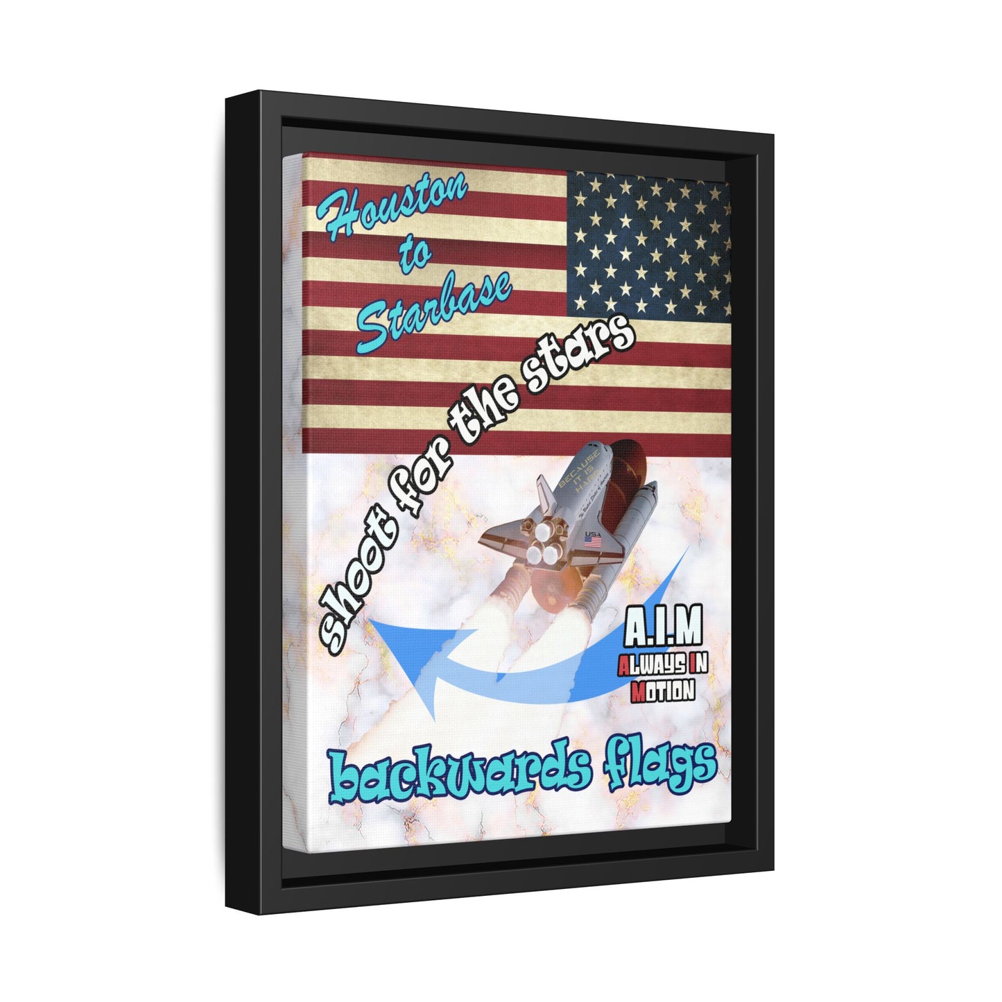 shoot for the stars - framed canvas art (white marble)