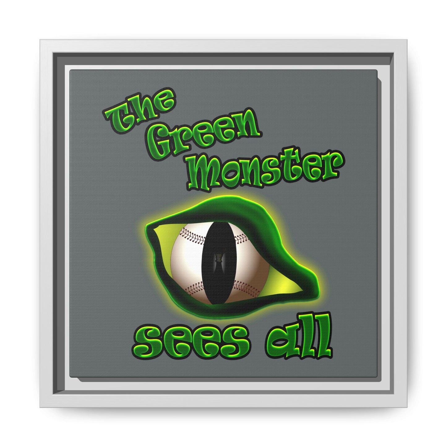 green monster - framed canvas art (dark grey)
