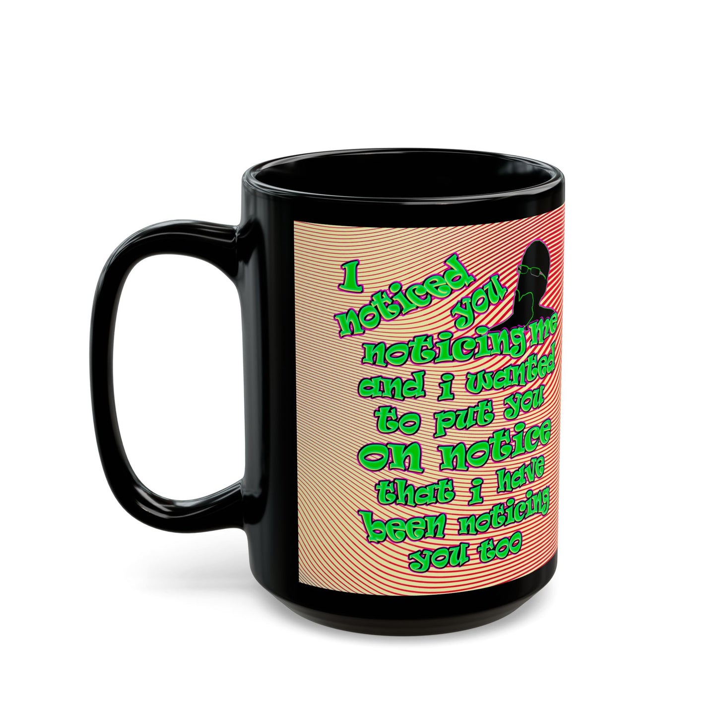 noticed you noticing - Black Mug (yellow-orange wave)