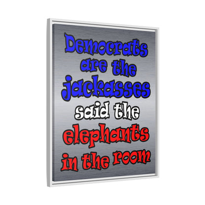 donkeys and elephants - framed canvas art (brushed nickel)