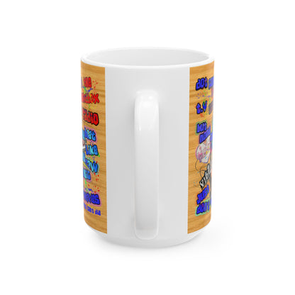 drop the beat - White Mug (butterscotch wood finish)