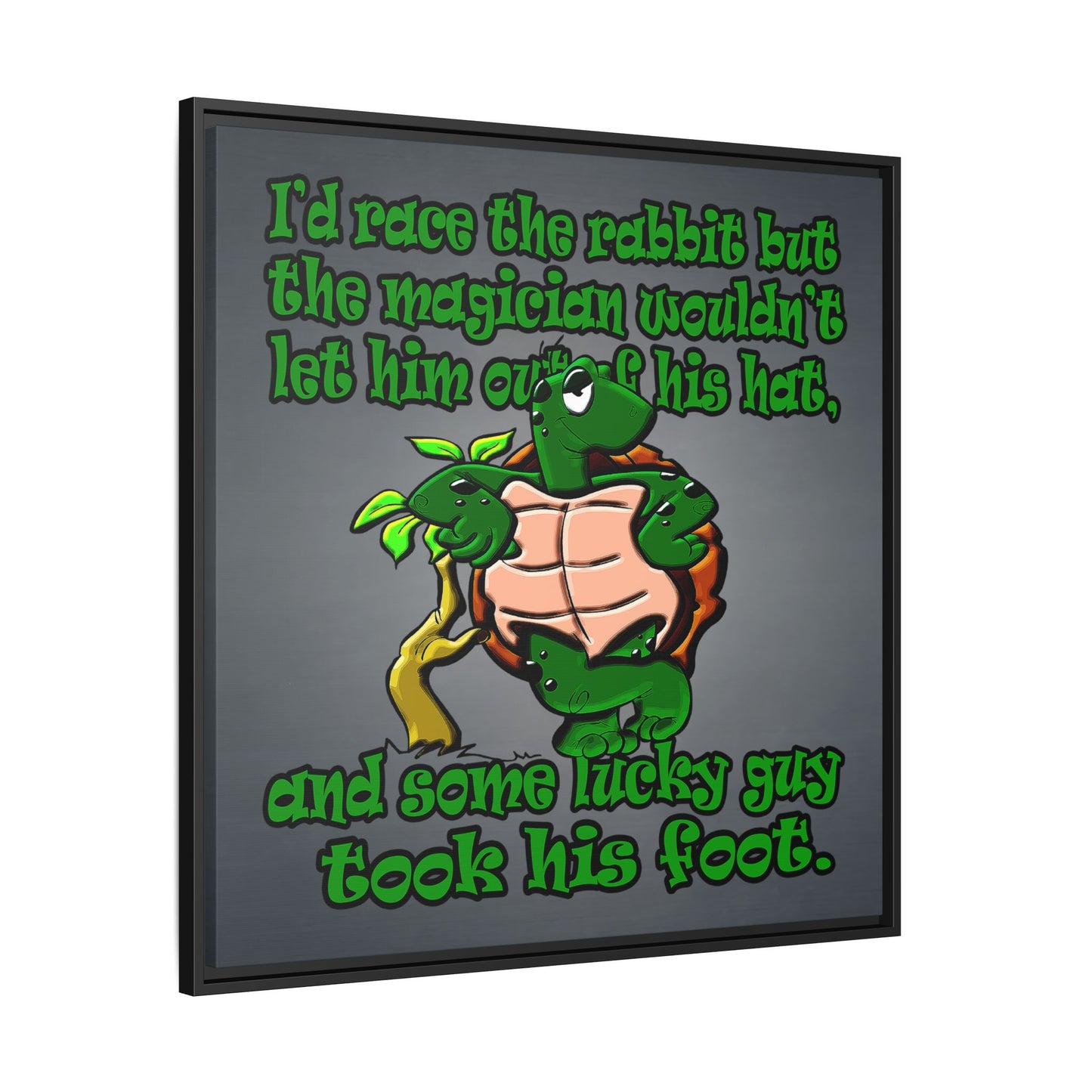 turtle race - framed canvas art (grey-light grey)