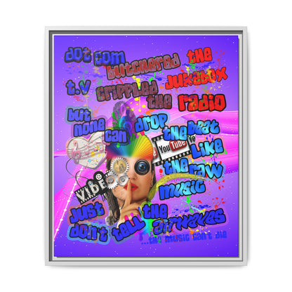 drop the beat - framed canvas art (purple-pink wave)