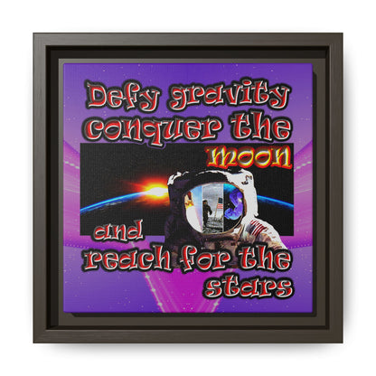 defy conquer reach - framed canvas art (purple-pink wave)