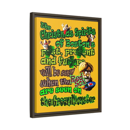 christmas spirits of boston - framed canvas art (yellow)
