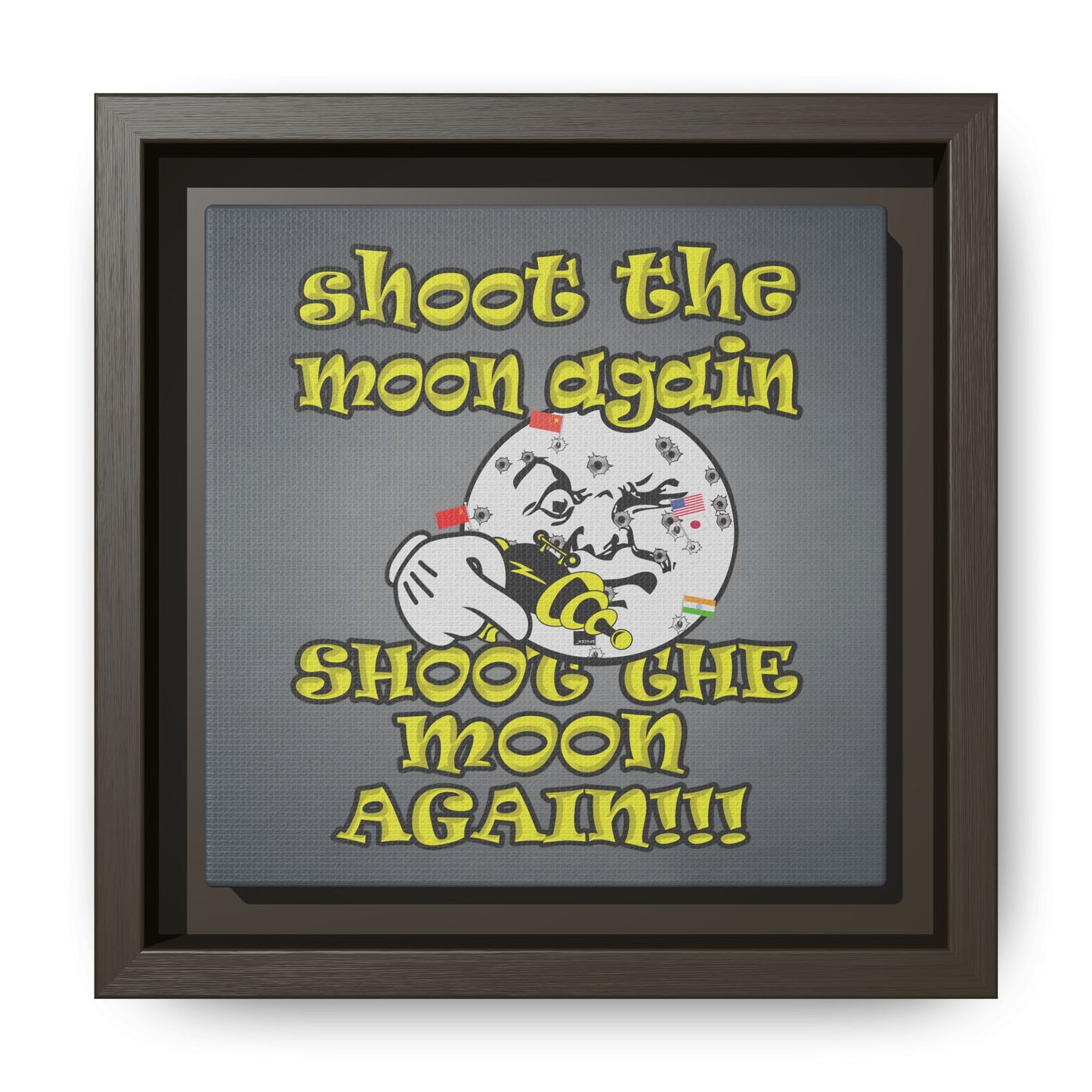 shoot the moon again - framed canvas art (grey-light grey)