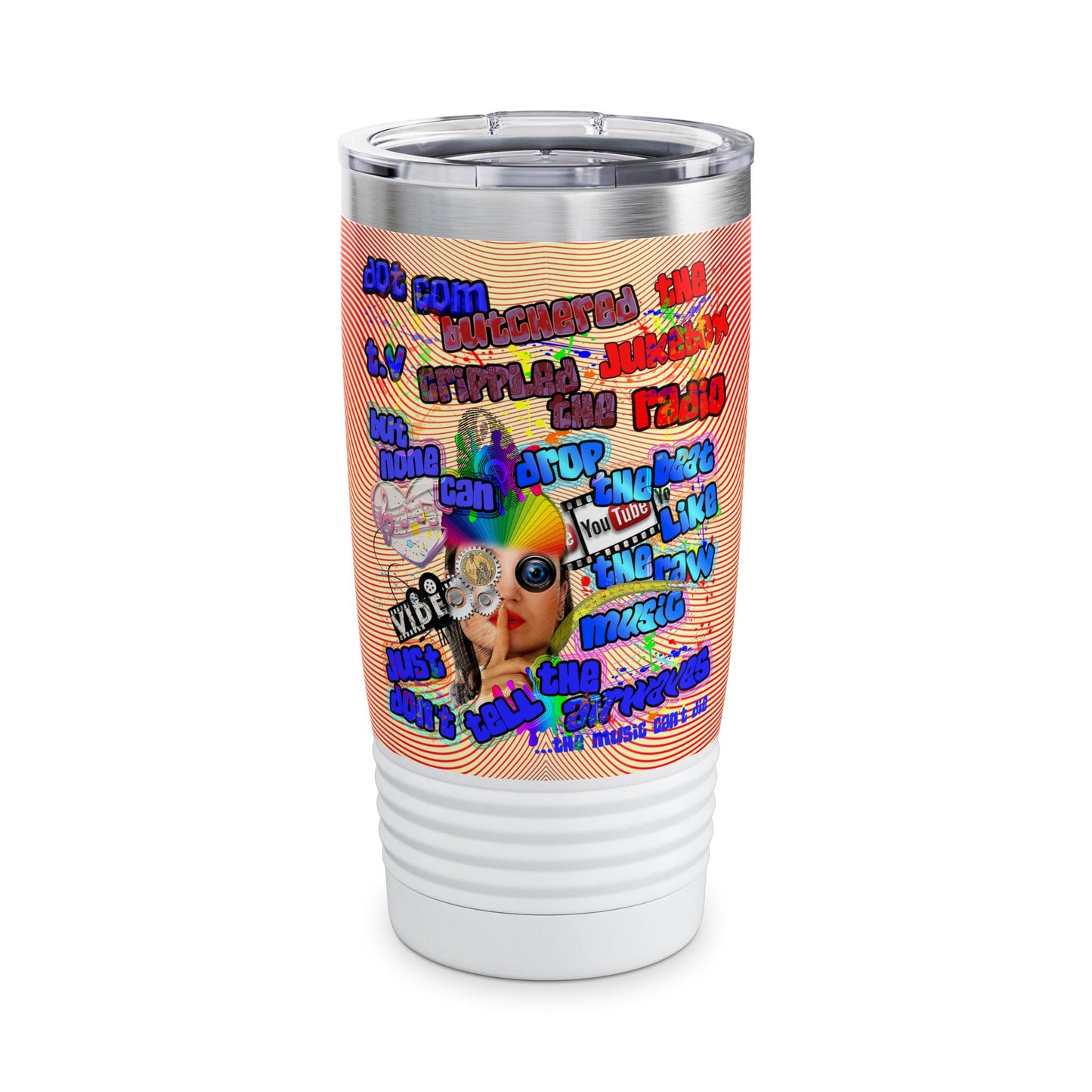 drop the beat - Ringneck Tumbler, 20oz  (yellow-orange wave)