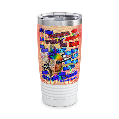 drop the beat - Ringneck Tumbler, 20oz  (yellow-orange wave)