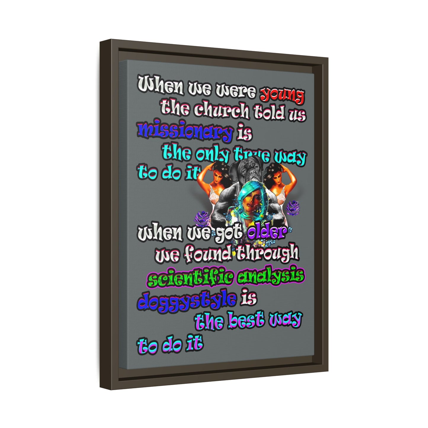 doggystyle - framed canvas art (dark grey)