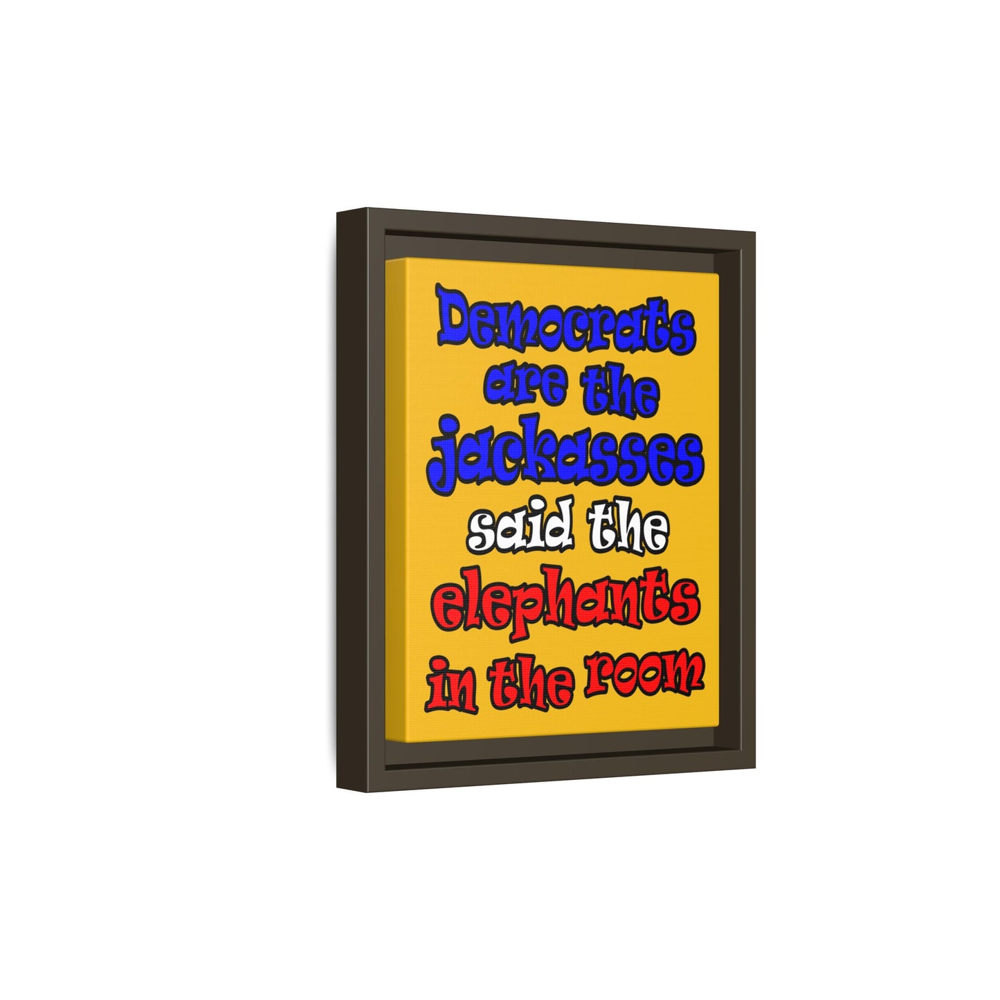 donkeys and elephants - framed canvas art (yellow)