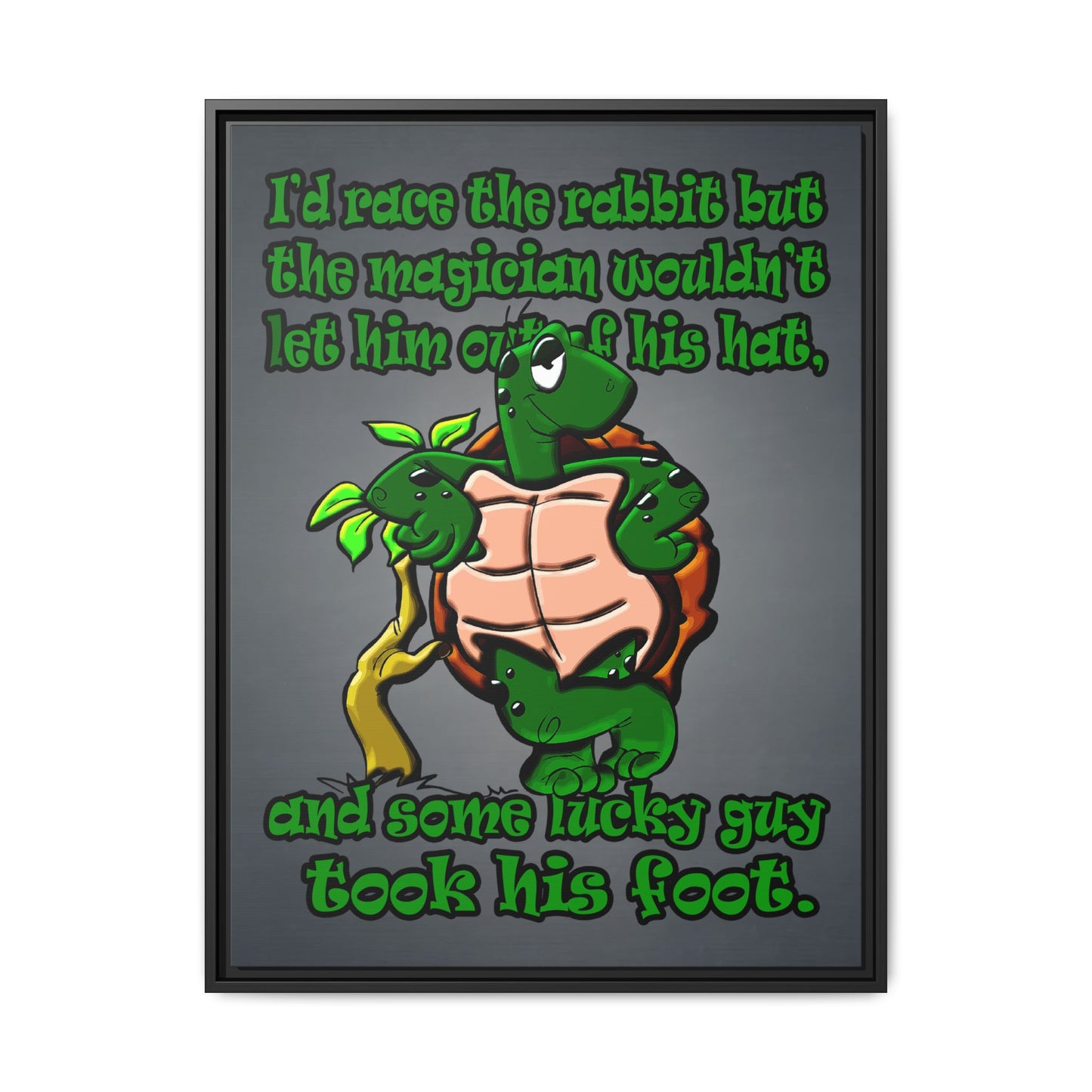 turtle race - framed canvas art (grey-light grey)