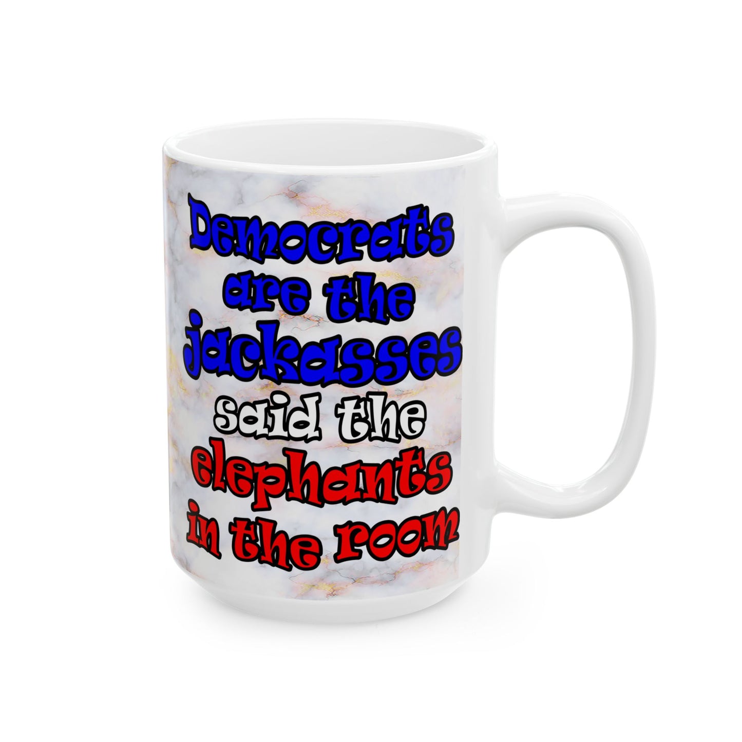 donkeys and elephants - White Mug (white marble)