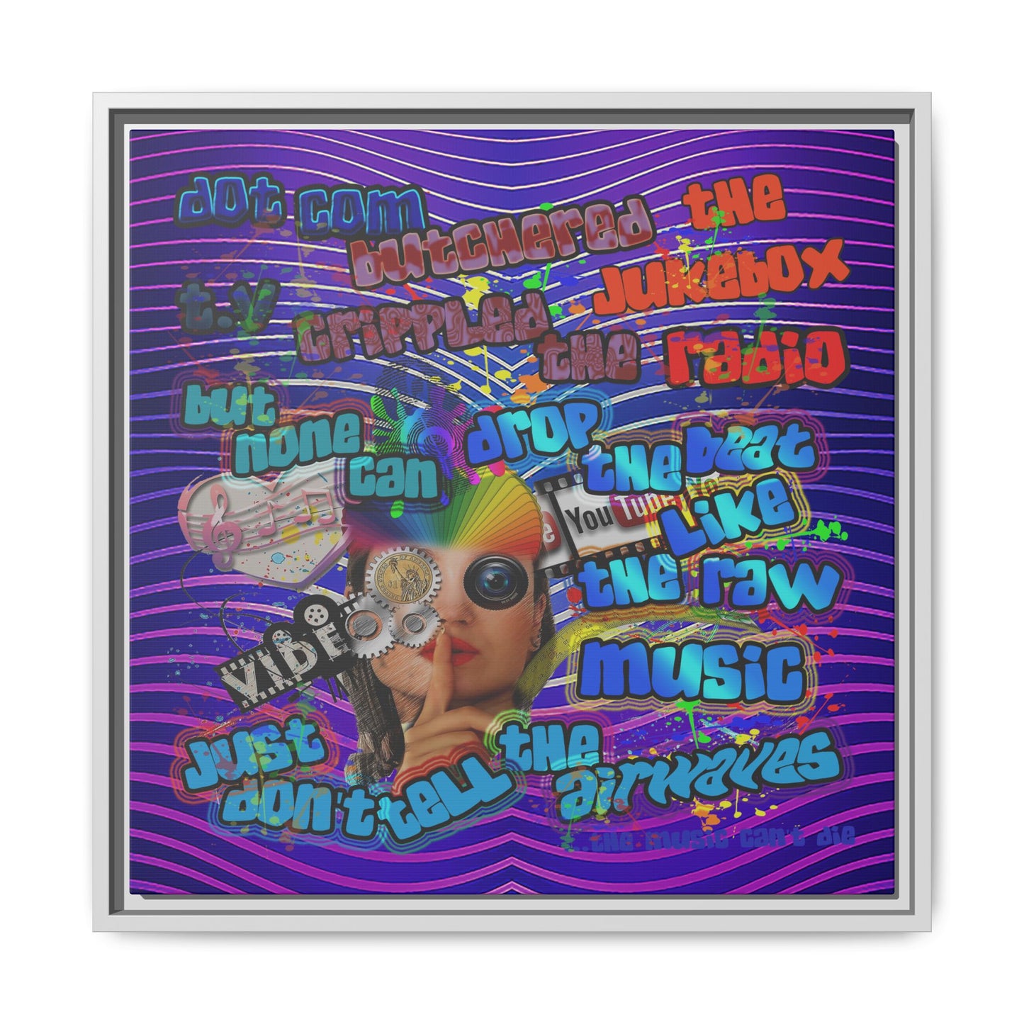 drop the beat - framed canvas art (purple wave)