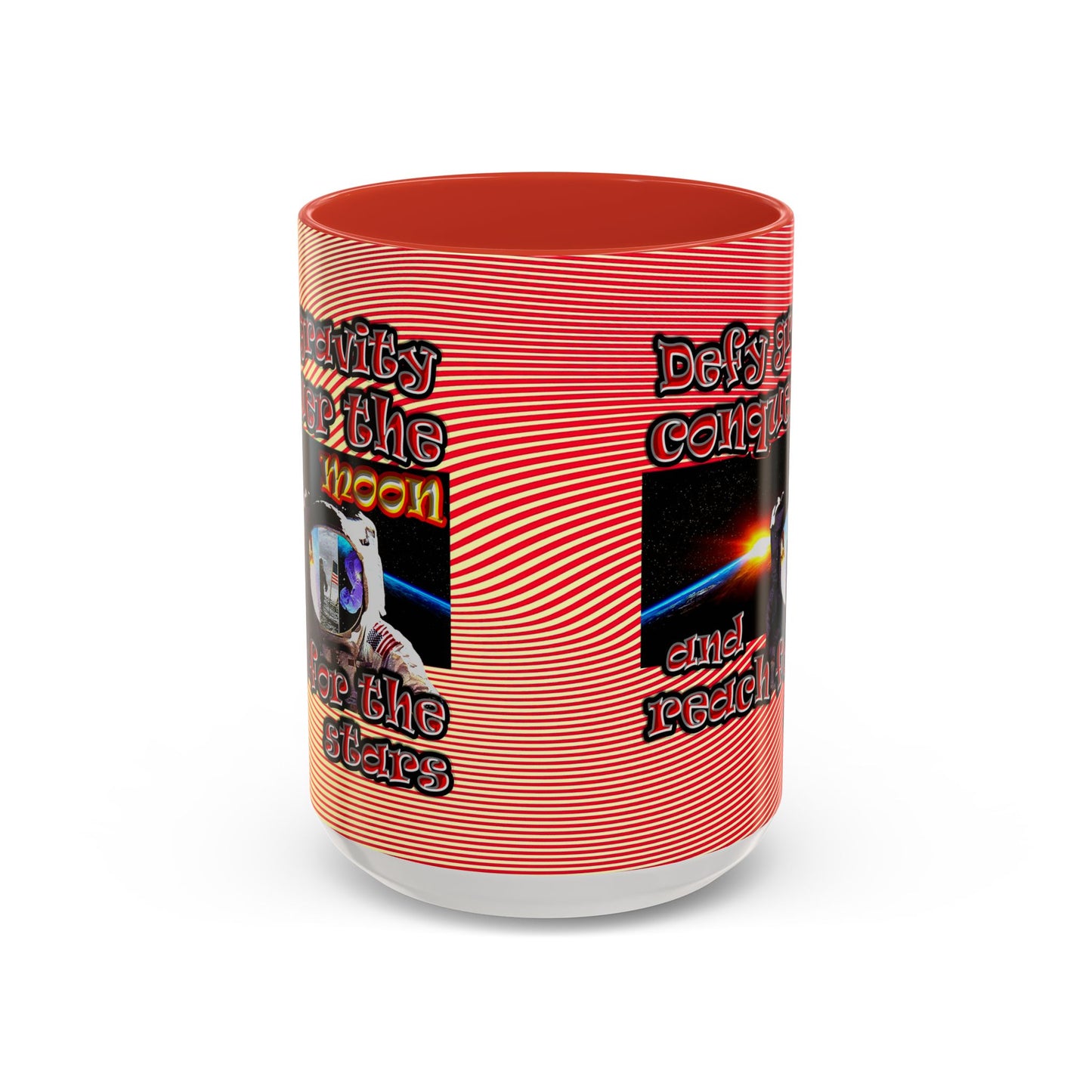 defy conquer reach - Accent Mug (yellow-orange wave)