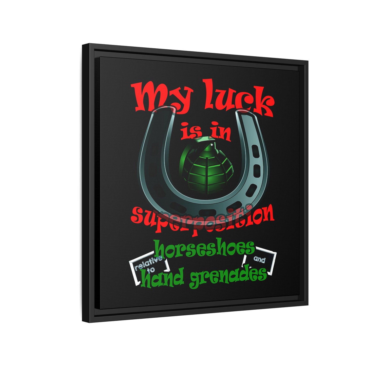 my luck - framed canvas art (black)