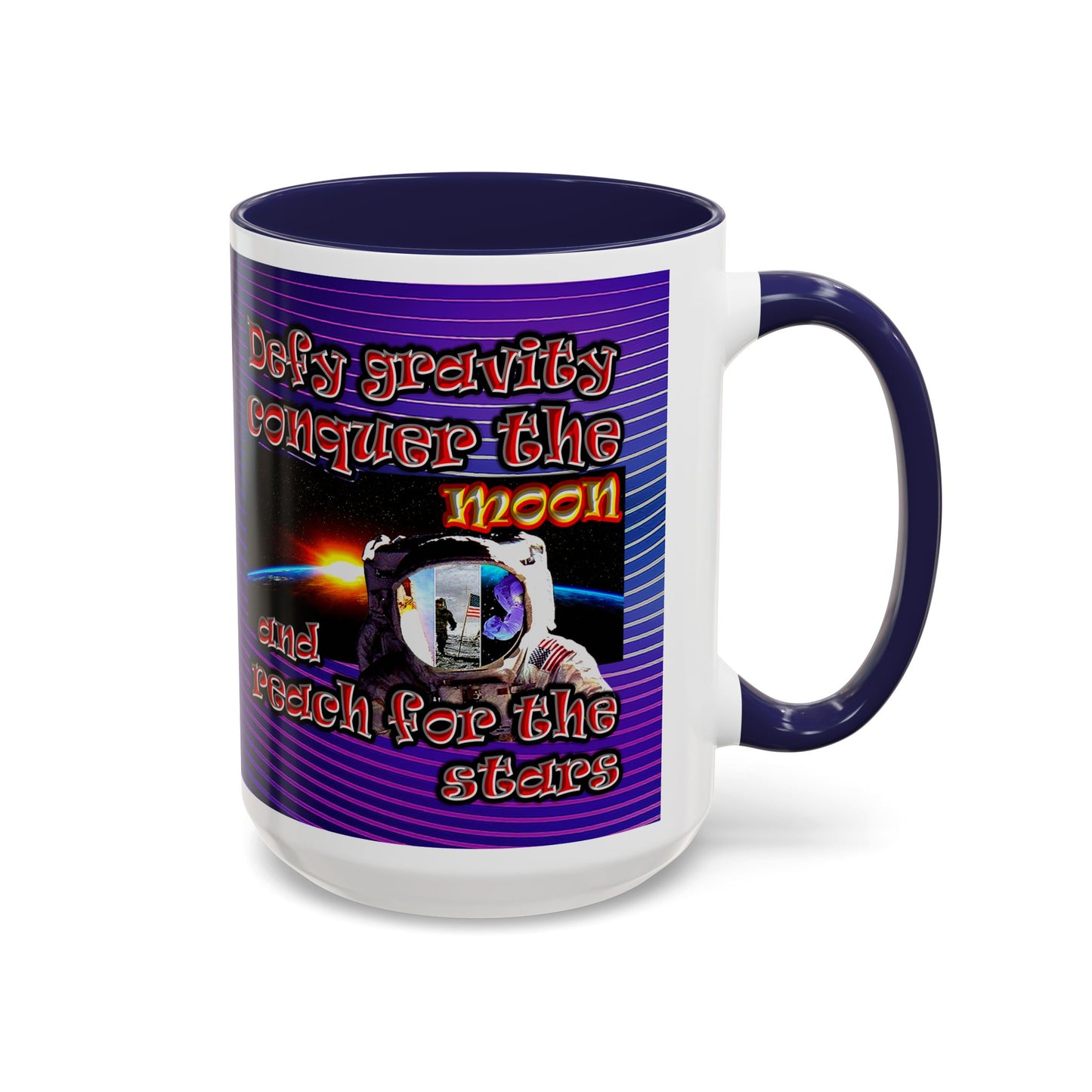 defy conquer reach - Accent Mug (purple wave)