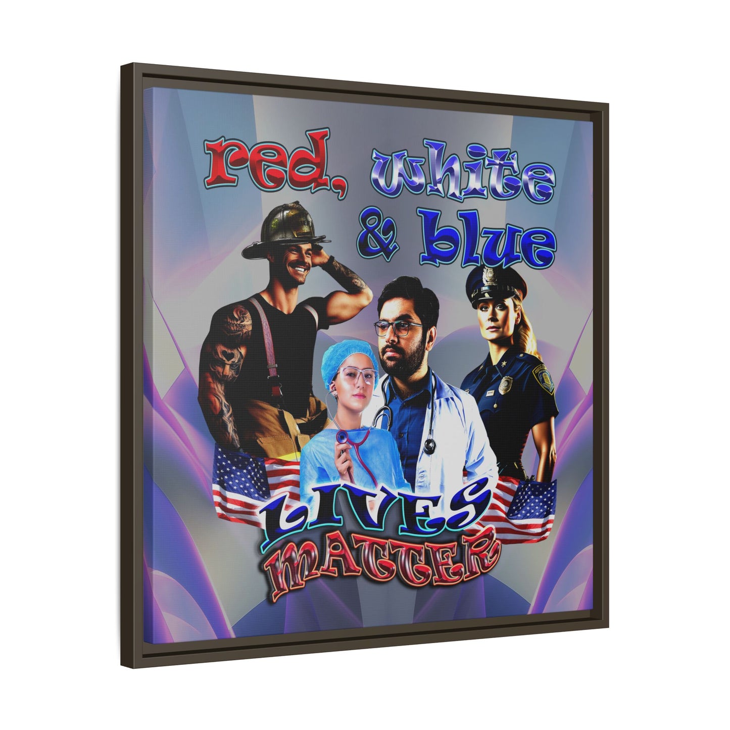 rw&b lives matter - framed canvas art (grey-pink wave)