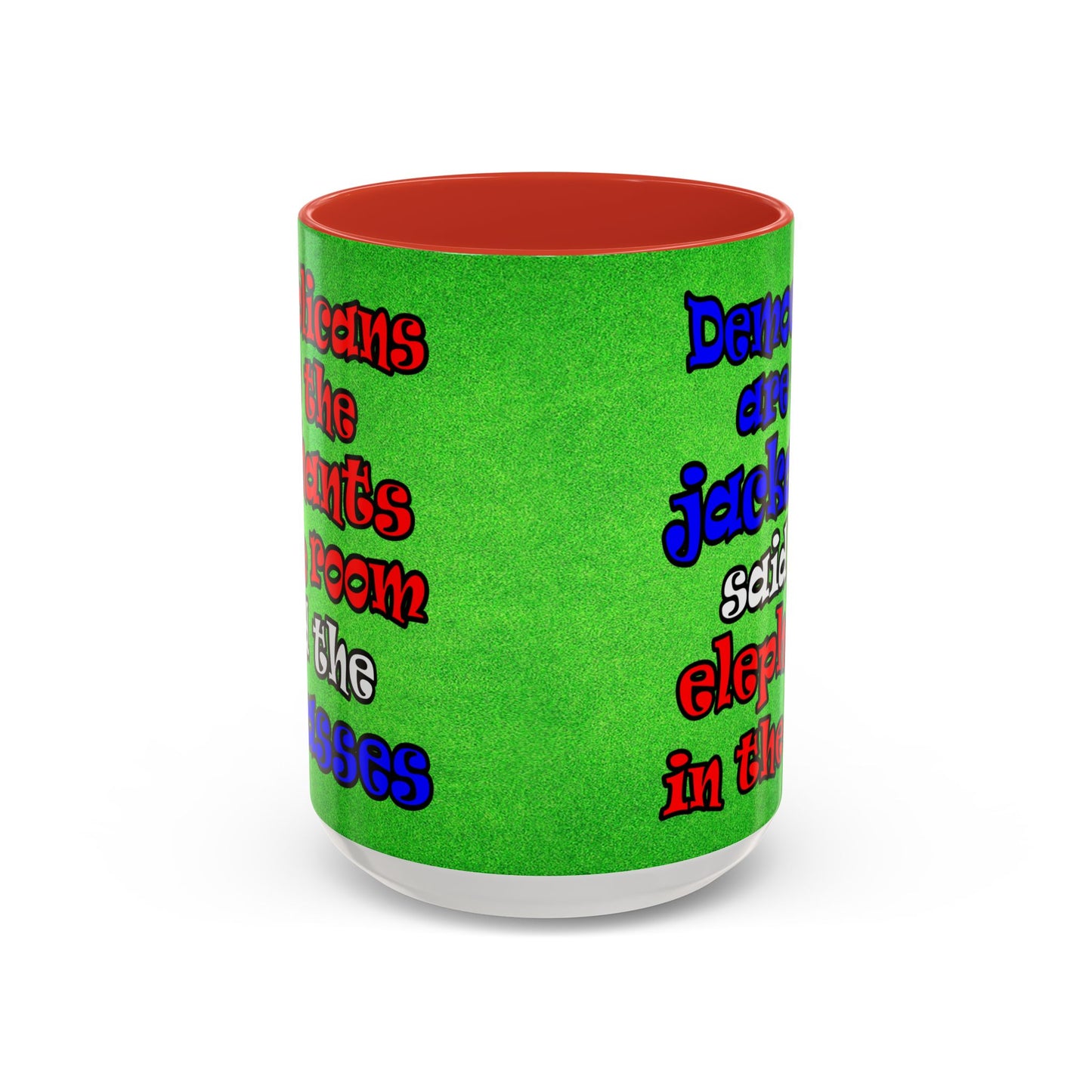 donkeys and elephants - Accent Mug (green turf)