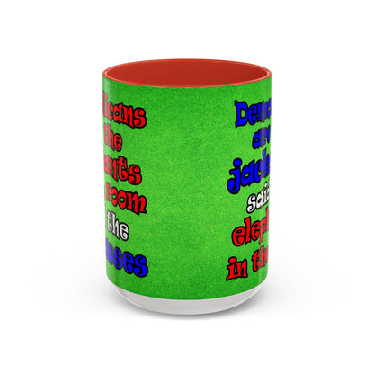 donkeys and elephants - Accent Mug (green turf)