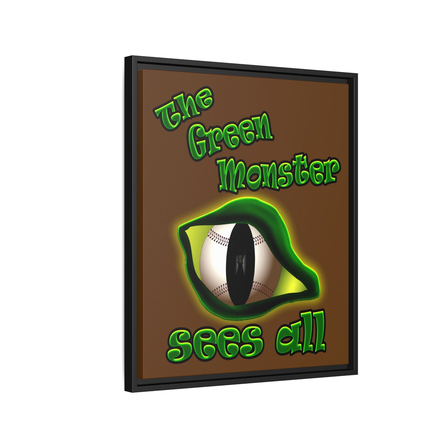 green monster - framed canvas art (brown)