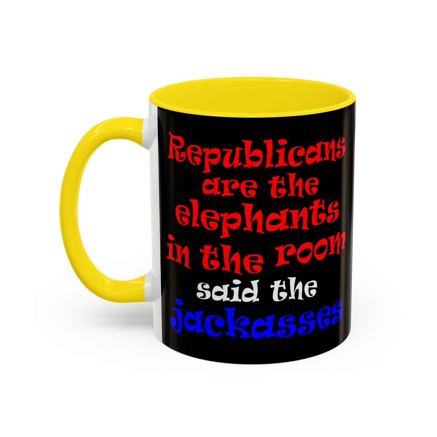 donkeys and elephants - Accent Mug (black)