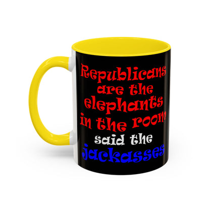 donkeys and elephants - Accent Mug (black)