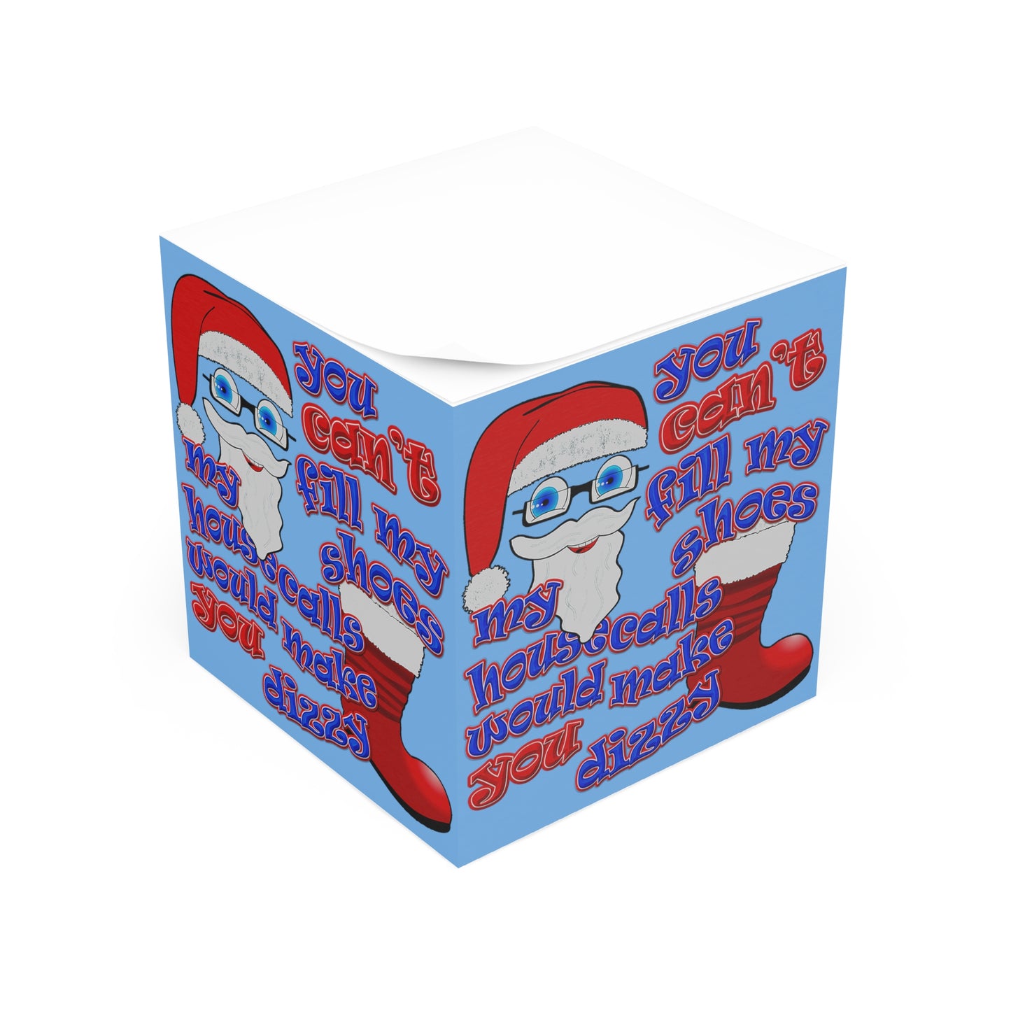 santa's shoes - note cube (light blue)
