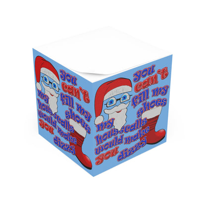 santa's shoes - note cube (light blue)