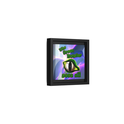 green monster - framed canvas art (grey-pink wave)