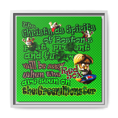 christmas spirits of boston - framed canvas art (logo green)