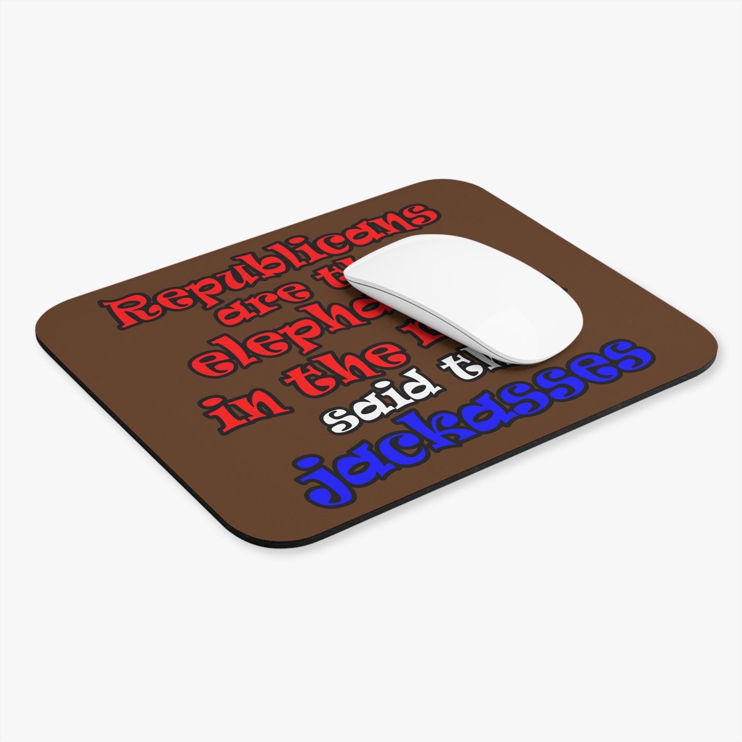 donkeys and elephants - Mouse Pad (Rectangle) (brown)