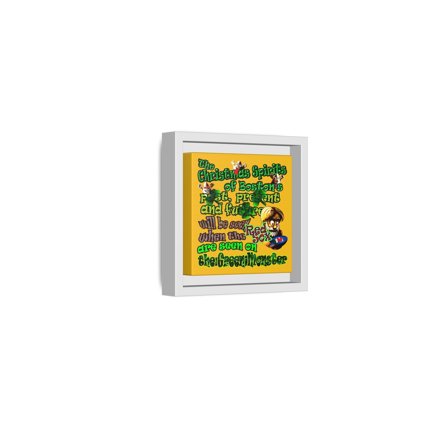 christmas spirits of boston - framed canvas art (yellow)