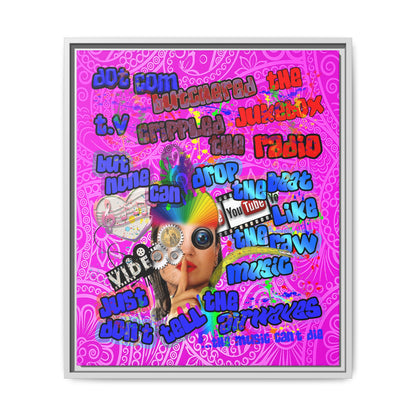 drop the beat - framed canvas art (pink swirl)