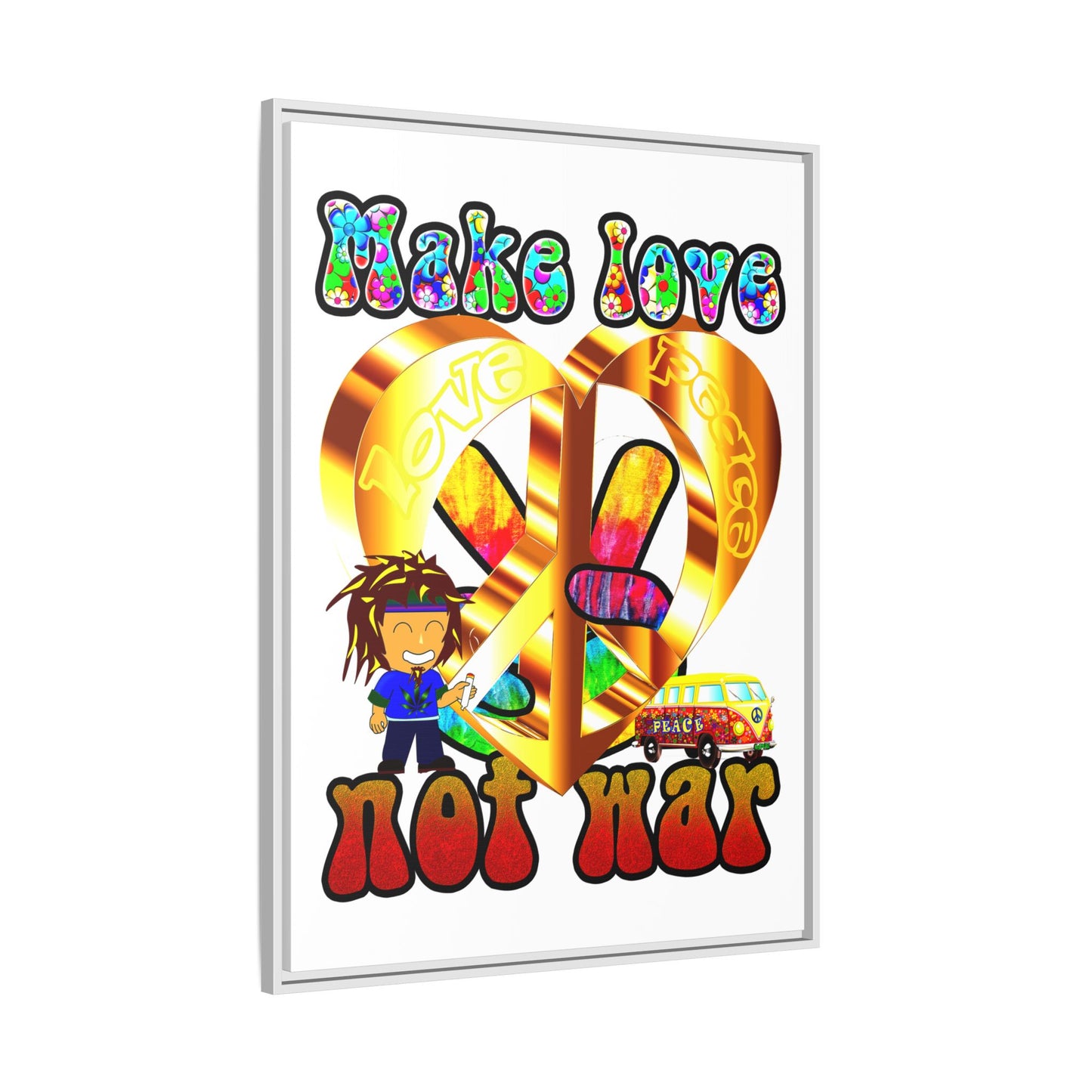 love peace - framed canvas art (white)