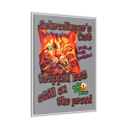 schrodinger's cat - framed canvas art (grey)