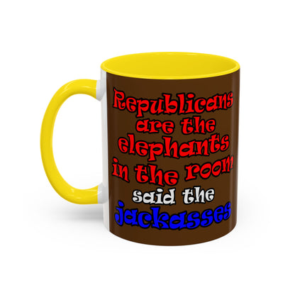 donkeys and elephants - Accent Mug (brown)