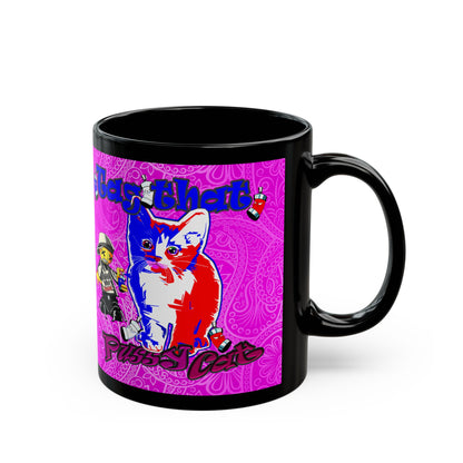 tag that - Black Mug (pink swirl)