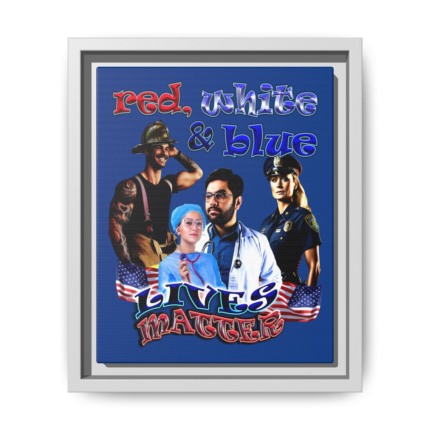 rw&b lives matter - framed canvas art (dark blue)