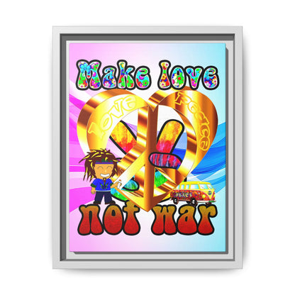 love peace - framed canvas art (light blue-pink wave)