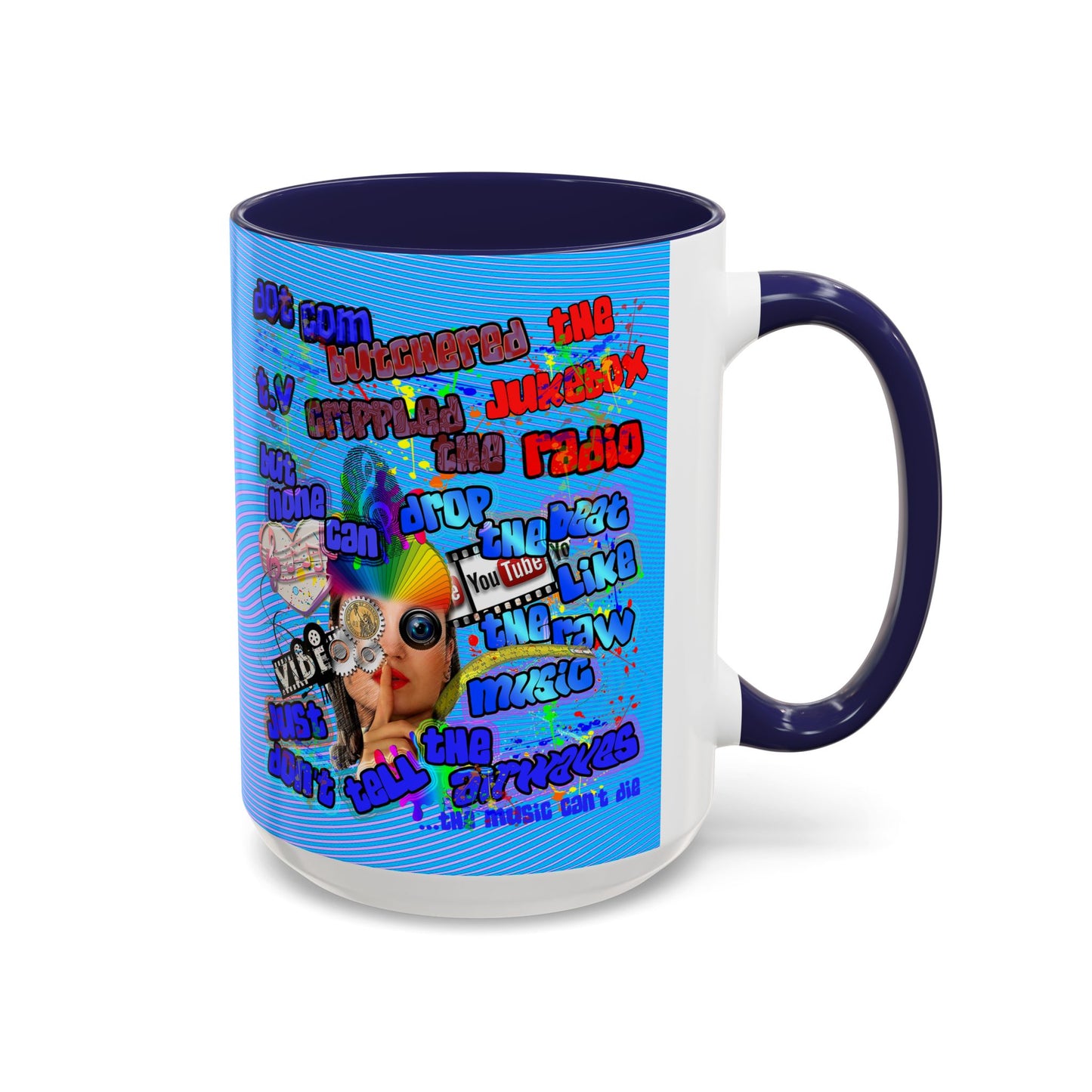 drop the beat - Accent Mug (light blue-purple wave)