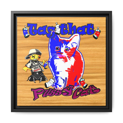 tag that - framed canvas art (butterscotch wood finish)