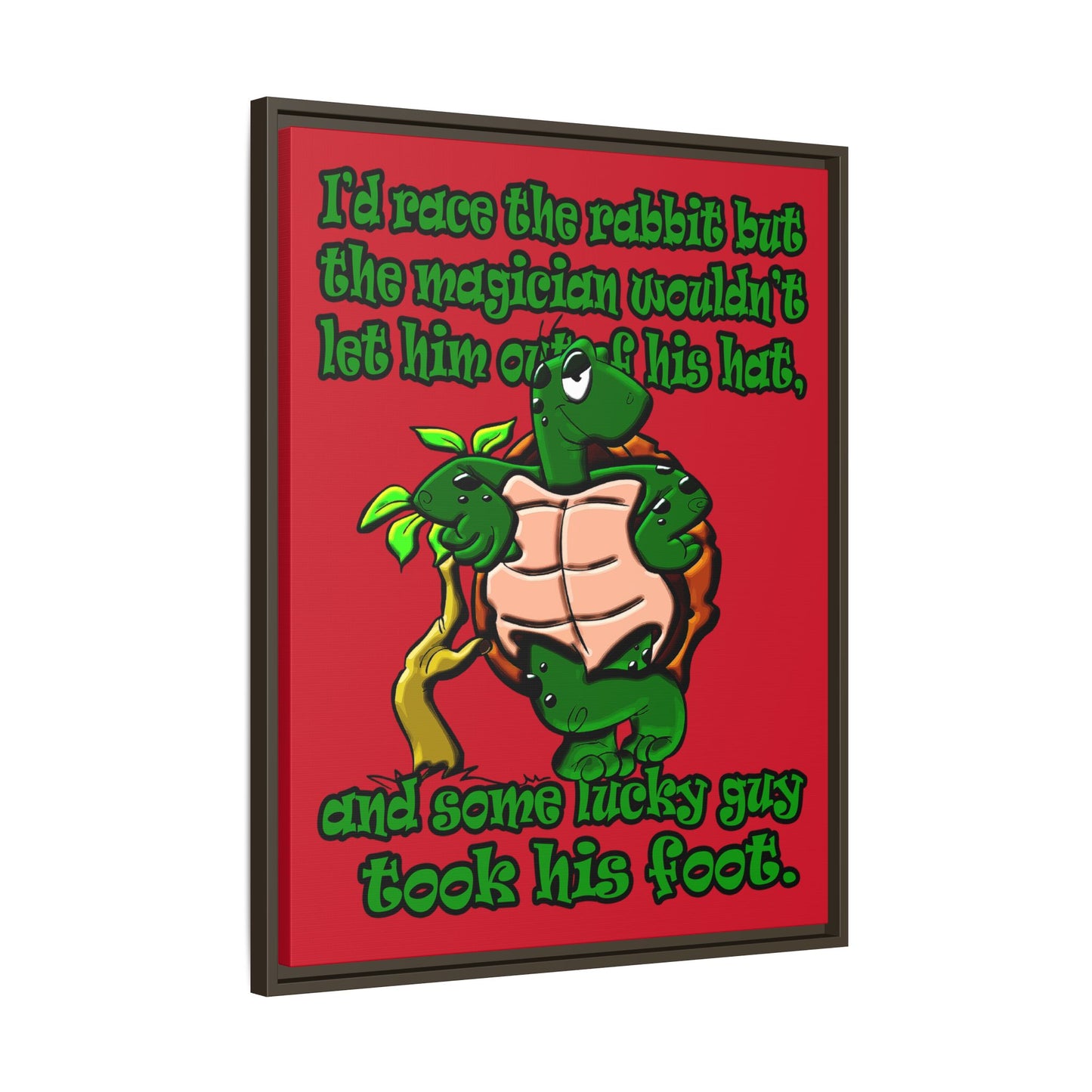 turtle race - framed canvas art (dark red)